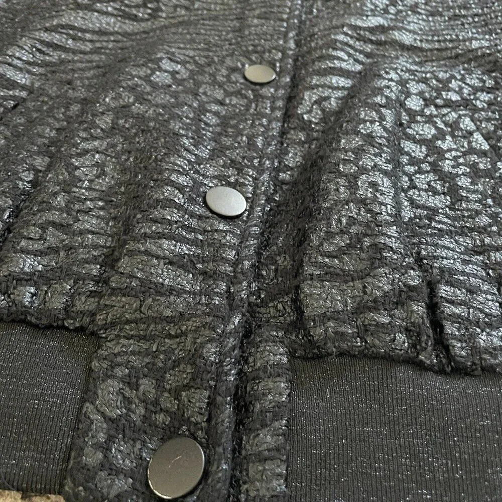 Koton Rachel Araz Jacquard Bomber Jacket Sz L Zip Black Goth Punk Mobwife Turkey